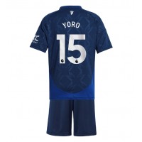 Camiseta Manchester United Leny Yoro #15 Visitante Equipación para niños 2024-25 manga corta (+ pantalones cortos)